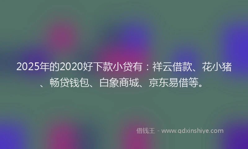 2025年的2020好下款小贷有：祥云借款、花小猪、畅贷钱包、白象商城、京东易借等。