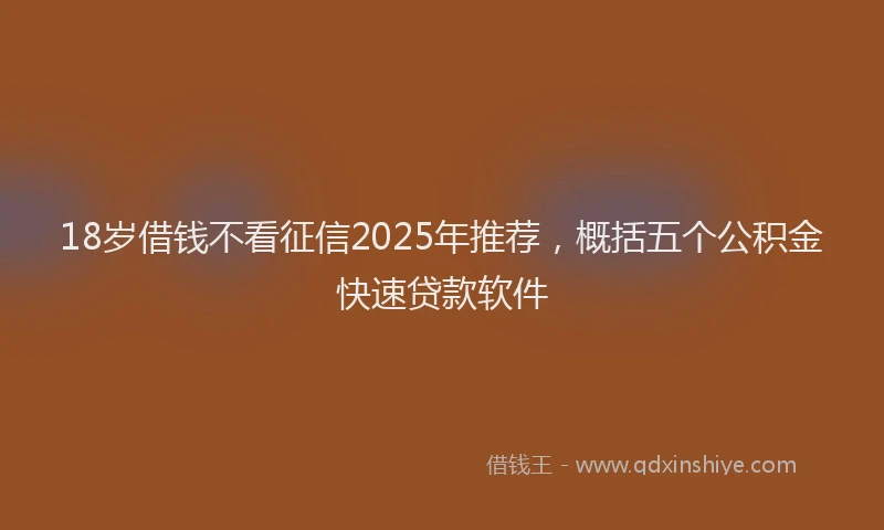 18岁借钱不看征信2025年推荐，概括五个公积金快速贷款软件