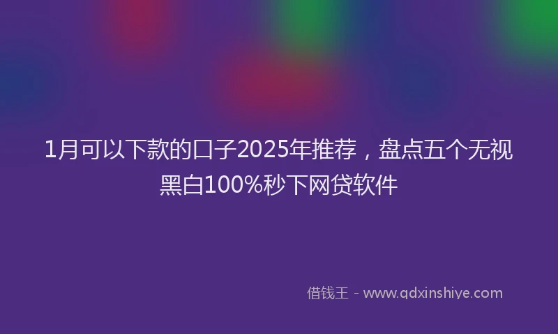 1月可以下款的口子2025年推荐，盘点五个无视黑白100%秒下网贷软件