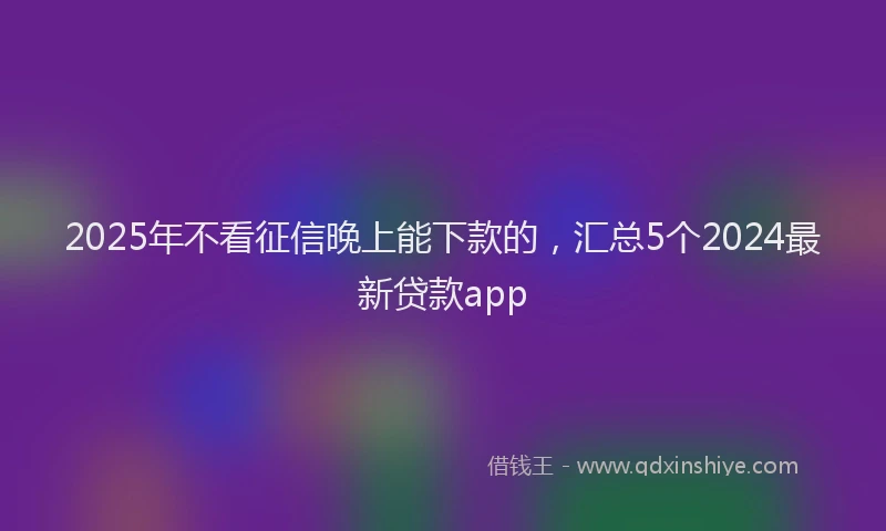 2025年不看征信晚上能下款的，汇总5个2024最新贷款app