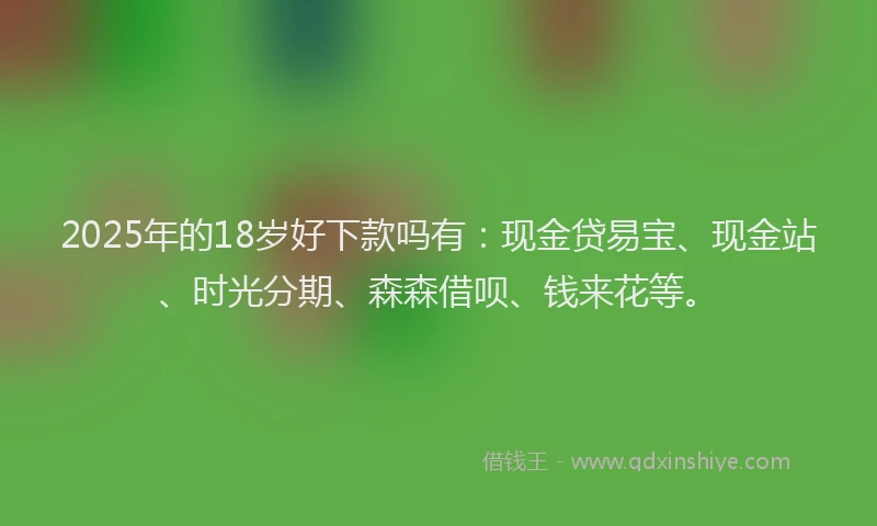 2025年的18岁好下款吗有：现金贷易宝、现金站、时光分期、森森借呗、钱来花等。