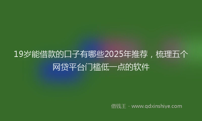 19岁能借款的口子有哪些2025年推荐，梳理五个网贷平台门槛低一点的软件