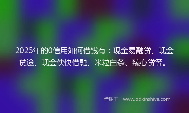 2025年的0信用如何借钱有：现金易融贷、现金贷途、现金侠快借融、米粒白条、臻心贷等。