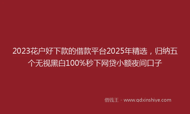 2023花户好下款的借款平台2025年精选，归纳五个无视黑白100%秒下网贷小额夜间口子