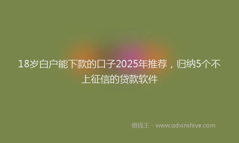 18岁白户能下款的口子2025年推荐，归纳5个不上征信的贷款软件