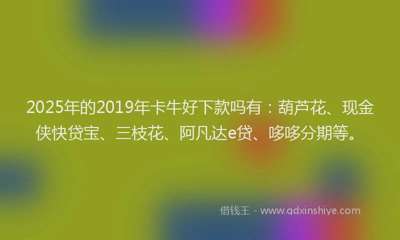 2025年的2019年卡牛好下款吗有：葫芦花、现金侠快贷宝、三枝花、阿凡达e贷、哆哆分期等。