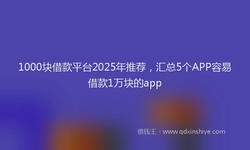 1000块借款平台2025年推荐，汇总5个APP容易借款1万块的app