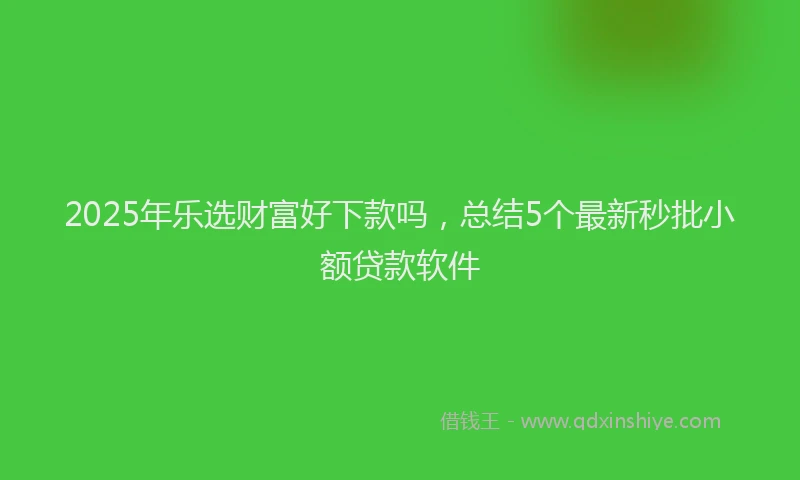 2025年乐选财富好下款吗，总结5个最新秒批小额贷款软件