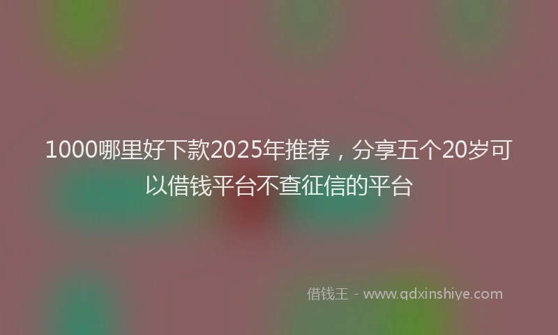 1000哪里好下款2025年推荐，分享五个20岁可以借钱平台不查征信的平台