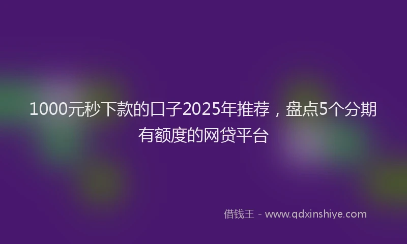 1000元秒下款的口子2025年推荐，盘点5个分期有额度的网贷平台
