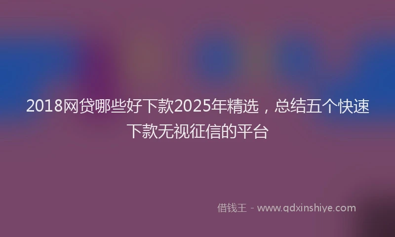 2018网贷哪些好下款2025年精选，总结五个快速下款无视征信的平台