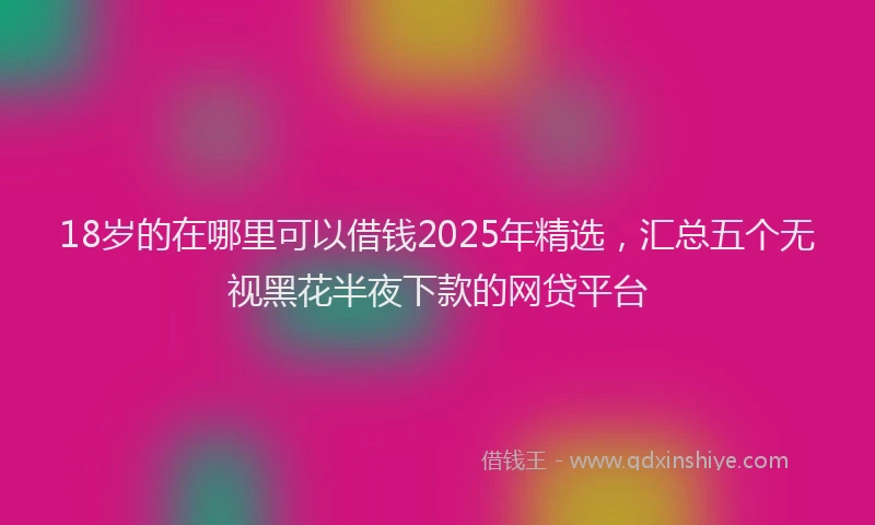 18岁的在哪里可以借钱2025年精选，汇总五个无视黑花半夜下款的网贷平台