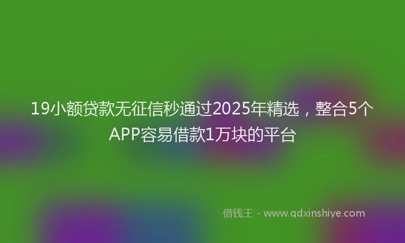 19小额贷款无征信秒通过2025年精选，整合5个APP容易借款1万块的平台