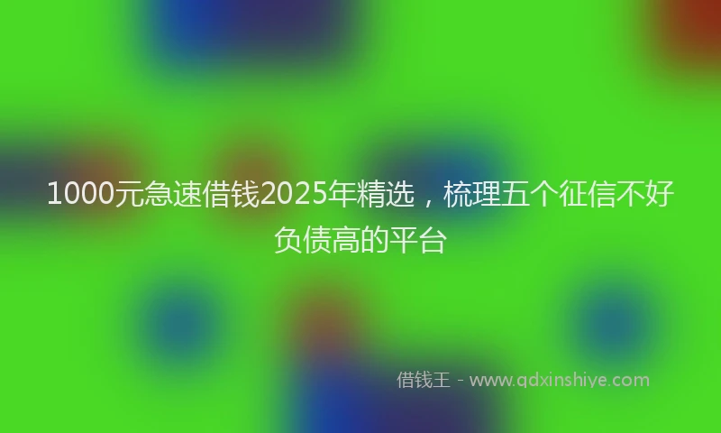1000元急速借钱2025年精选，梳理五个征信不好负债高的平台