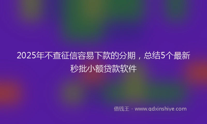 2025年不查征信容易下款的分期，总结5个最新秒批小额贷款软件