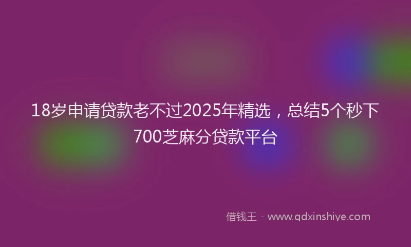 18岁申请贷款老不过2025年精选，总结5个秒下700芝麻分贷款平台