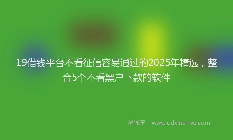19借钱平台不看征信容易通过的2025年精选，整合5个不看黑户下款的软件