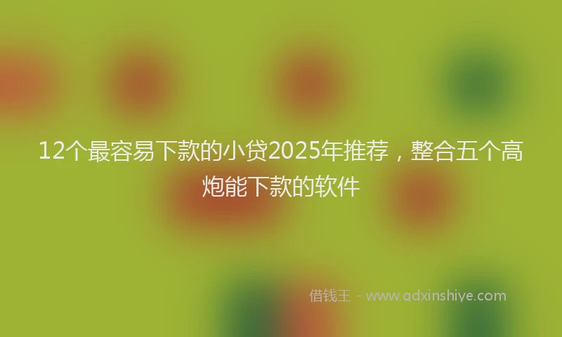 12个最容易下款的小贷2025年推荐，整合五个高炮能下款的软件