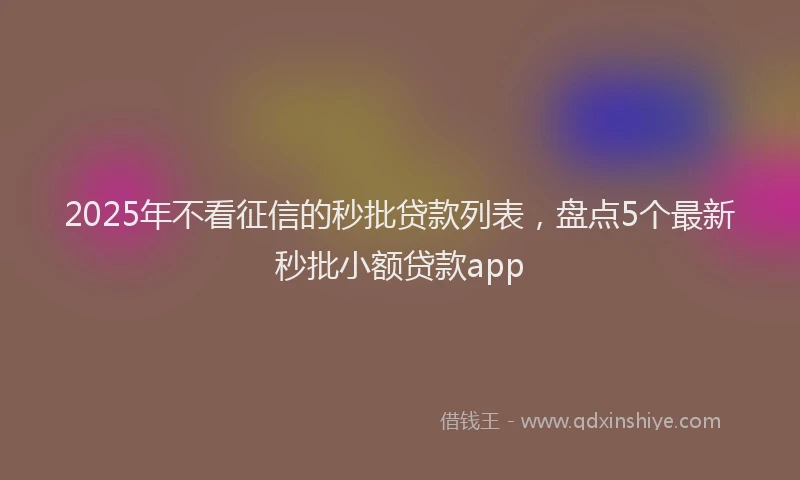 2025年不看征信的秒批贷款列表，盘点5个最新秒批小额贷款app