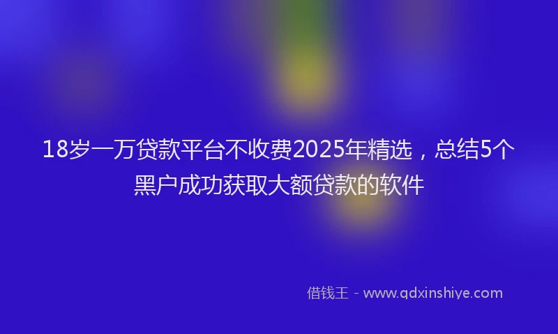18岁一万贷款平台不收费2025年精选，总结5个黑户成功获取大额贷款的软件