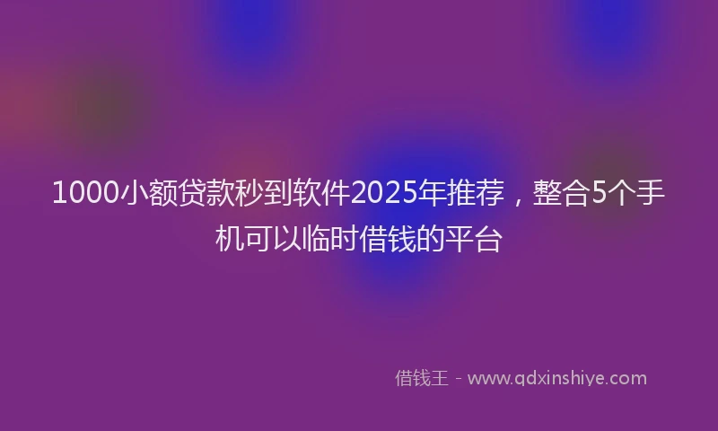 1000小额贷款秒到软件2025年推荐，整合5个手机可以临时借钱的平台