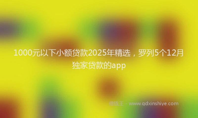 1000元以下小额贷款2025年精选，罗列5个12月独家贷款的app