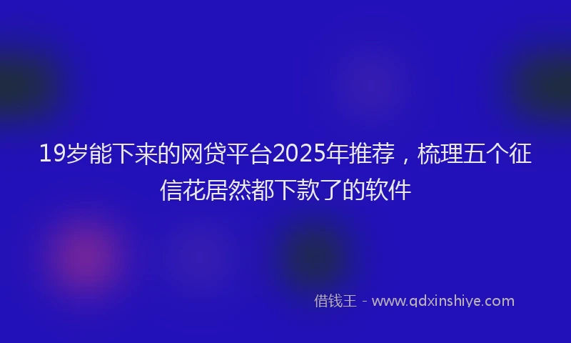19岁能下来的网贷平台2025年推荐，梳理五个征信花居然都下款了的软件