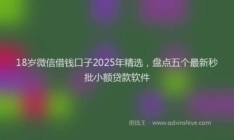 18岁微信借钱口子2025年精选，盘点五个最新秒批小额贷款软件