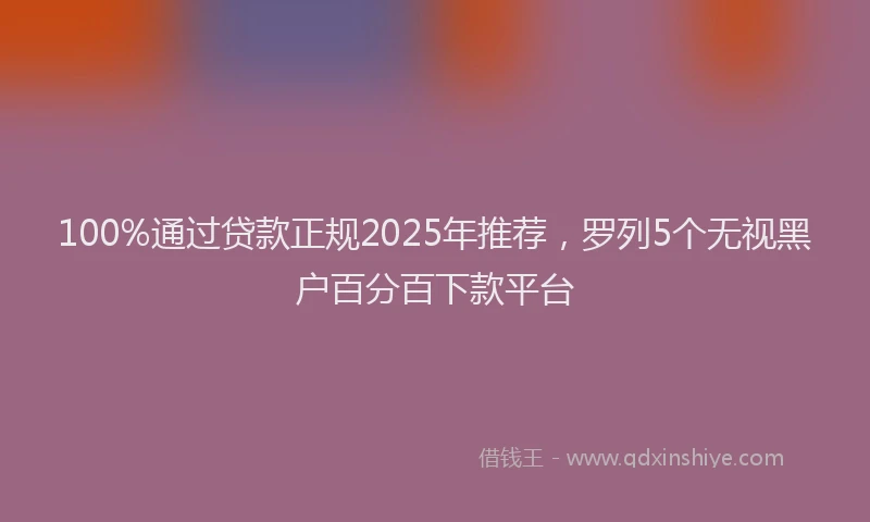 100%通过贷款正规2025年推荐，罗列5个无视黑户百分百下款平台
