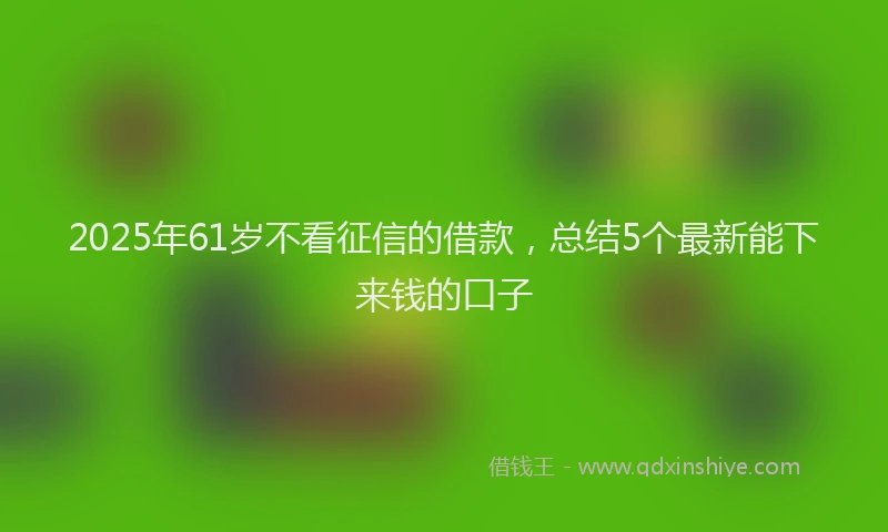 2025年61岁不看征信的借款，总结5个最新能下来钱的口子