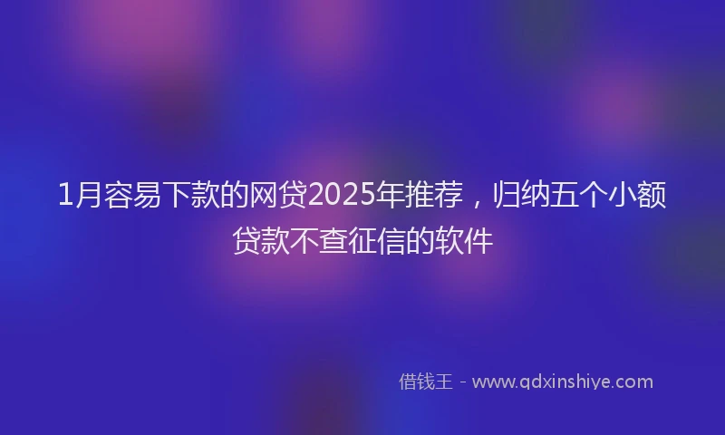 1月容易下款的网贷2025年推荐，归纳五个小额贷款不查征信的软件