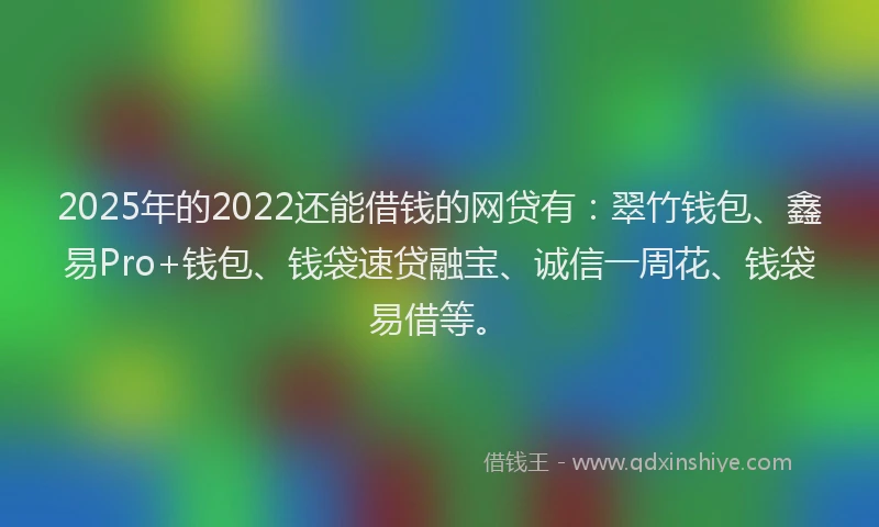2025年的2022还能借钱的网贷有：翠竹钱包、鑫易Pro+钱包、钱袋速贷融宝、诚信一周花、钱袋易借等。