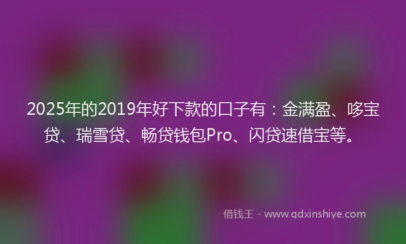 2025年的2019年好下款的口子有：金满盈、哆宝贷、瑞雪贷、畅贷钱包Pro、闪贷速借宝等。