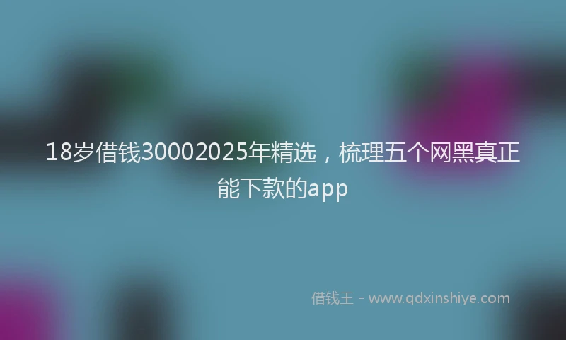 18岁借钱30002025年精选，梳理五个网黑真正能下款的app