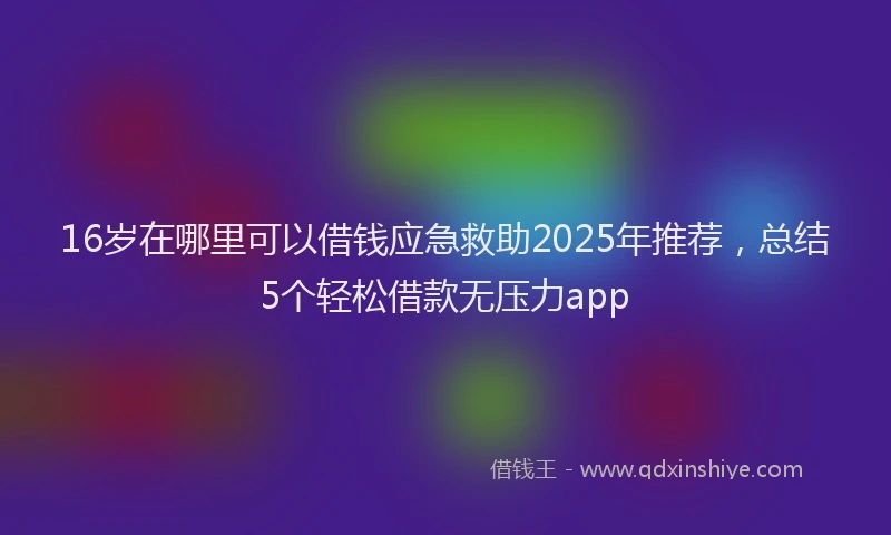 16岁在哪里可以借钱应急救助2025年推荐，总结5个轻松借款无压力app
