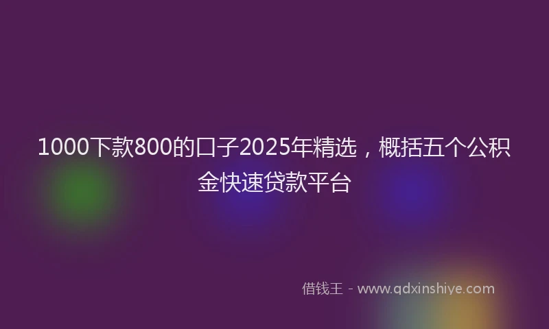 1000下款800的口子2025年精选，概括五个公积金快速贷款平台