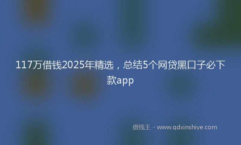 117万借钱2025年精选，总结5个网贷黑口子必下款app