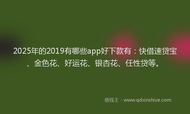 2025年的2019有哪些app好下款有：快借速贷宝、金色花、好运花、银杏花、任性贷等。
