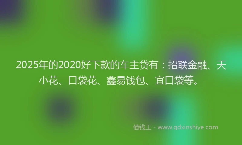 2025年的2020好下款的车主贷有：招联金融、天小花、口袋花、鑫易钱包、宜口袋等。