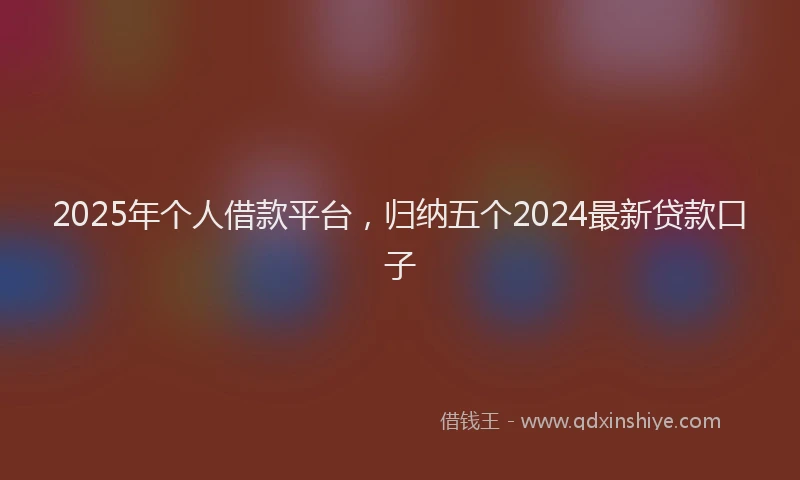 2025年个人借款平台，归纳五个2024最新贷款口子