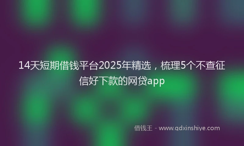 14天短期借钱平台2025年精选，梳理5个不查征信好下款的网贷app