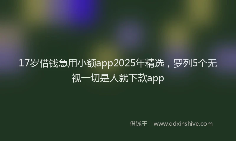 17岁借钱急用小额app2025年精选，罗列5个无视一切是人就下款app