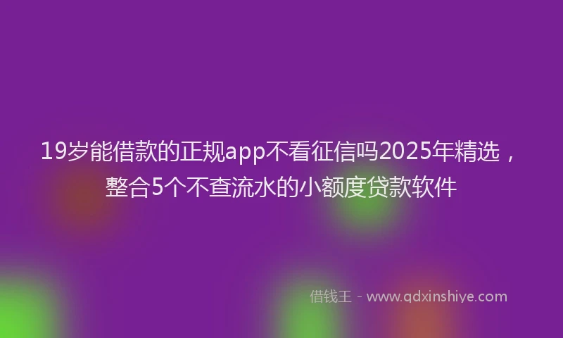19岁能借款的正规app不看征信吗2025年精选，整合5个不查流水的小额度贷款软件