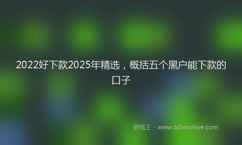 2022好下款2025年精选，概括五个黑户能下款的口子