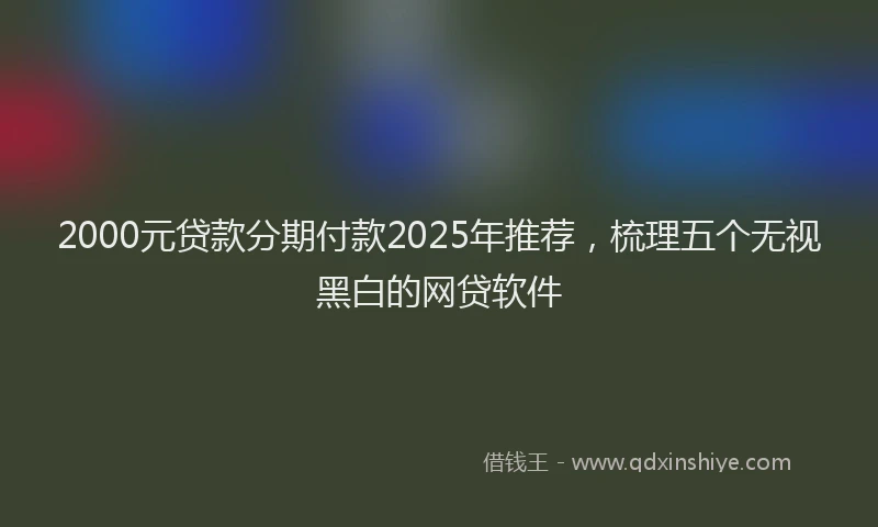 2000元贷款分期付款2025年推荐，梳理五个无视黑白的网贷软件