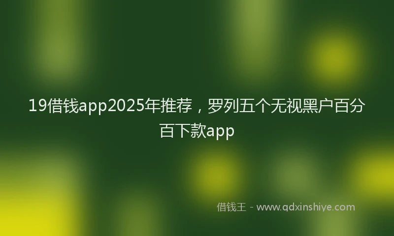 19借钱app2025年推荐，罗列五个无视黑户百分百下款app