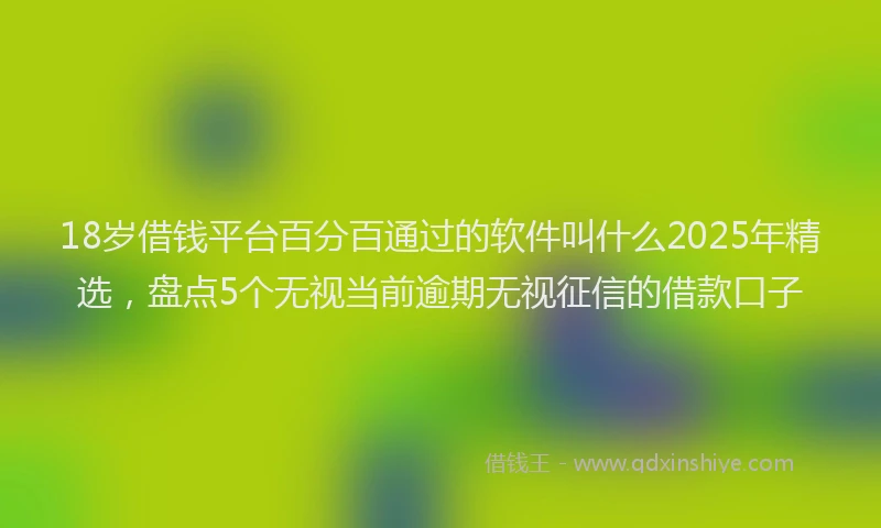 18岁借钱平台百分百通过的软件叫什么2025年精选，盘点5个无视当前逾期无视征信的借款口子