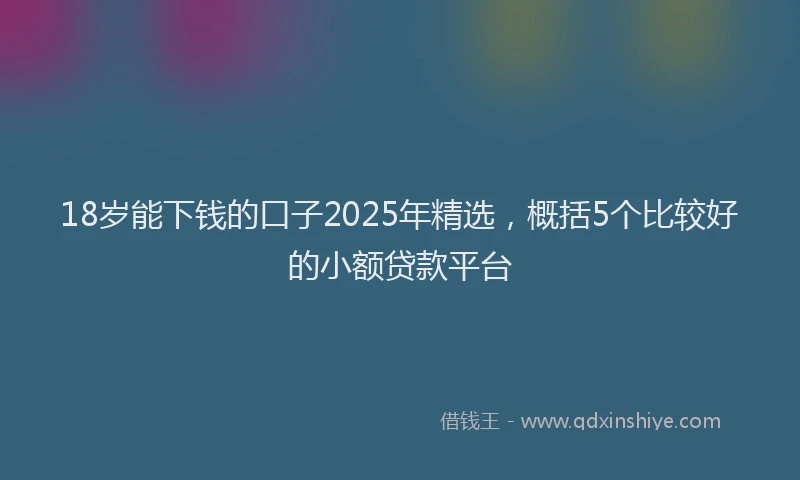 18岁能下钱的口子2025年精选，概括5个比较好的小额贷款平台