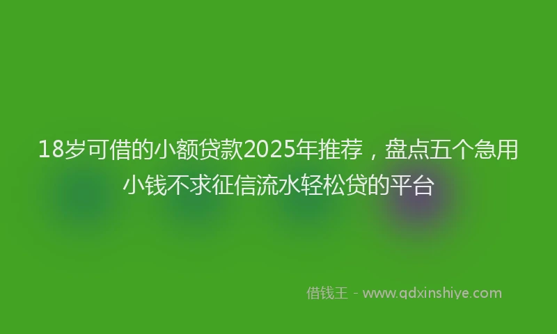 18岁可借的小额贷款2025年推荐，盘点五个急用小钱不求征信流水轻松贷的平台