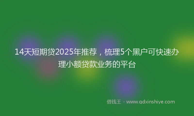 14天短期贷2025年推荐，梳理5个黑户可快速办理小额贷款业务的平台